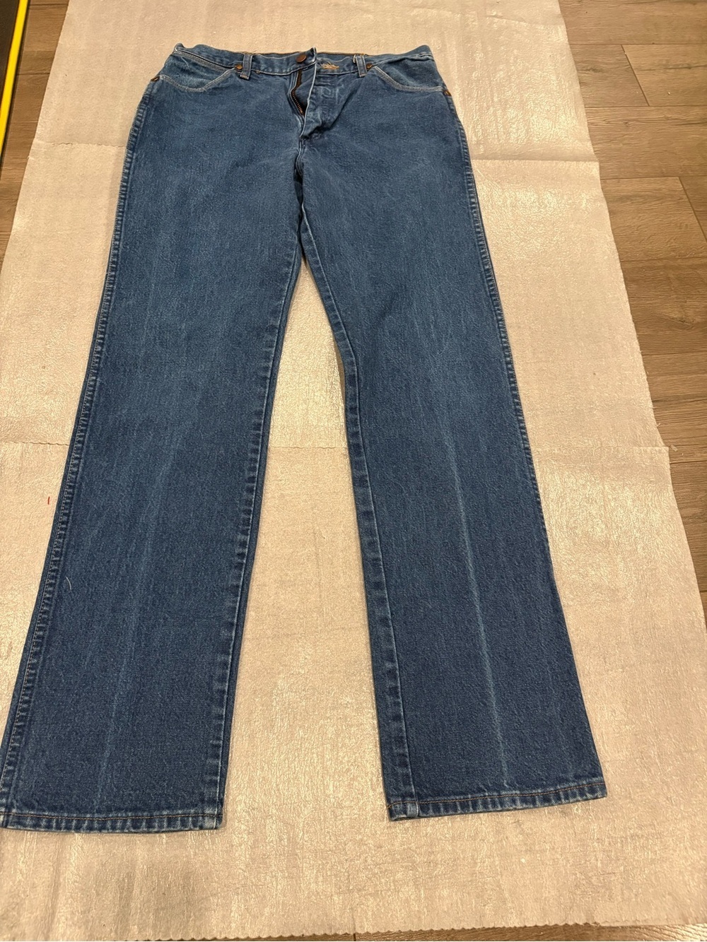 [W33L34Ins33”]Vintage Wrangler Classic Indigo Blue Denim Straight Leg Jeans